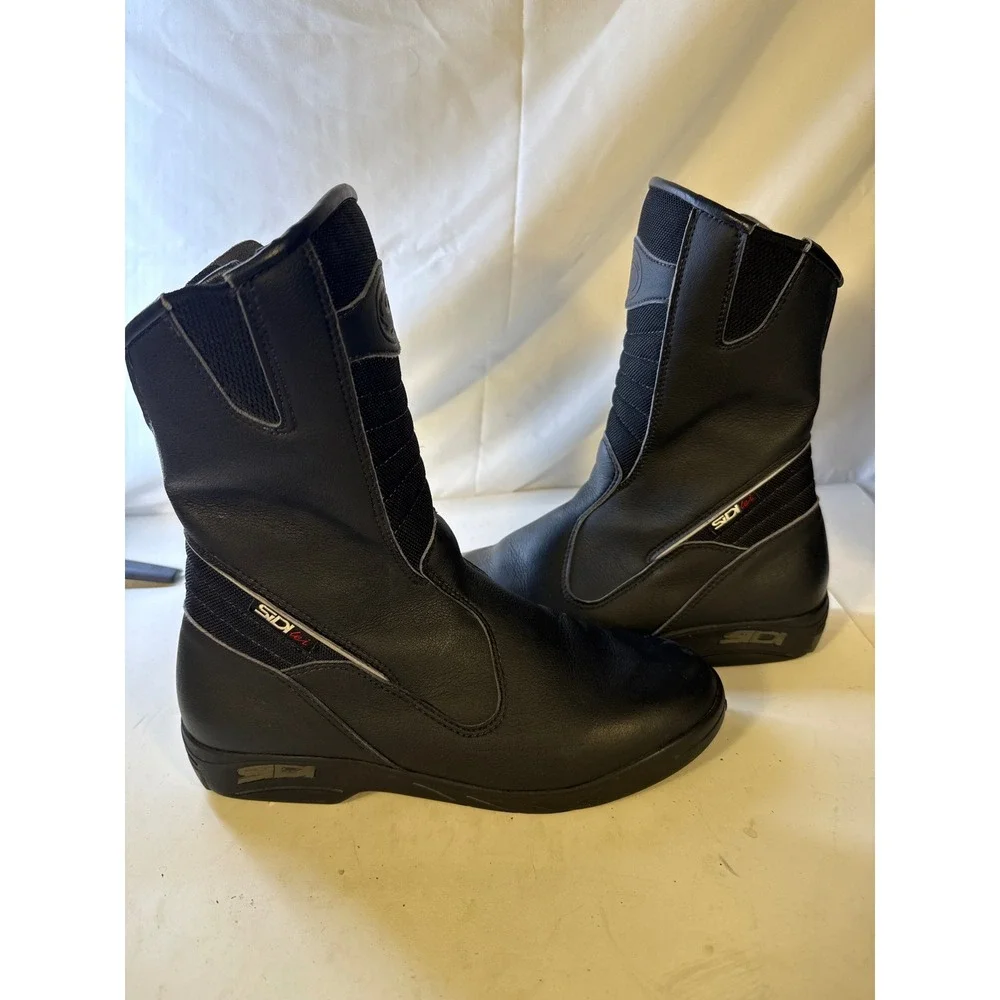 Sidi Mens Black Leather Textile Motorcycle Touring Boots Side Zip Size 8.5 EU 41 - Picture 9 of 13